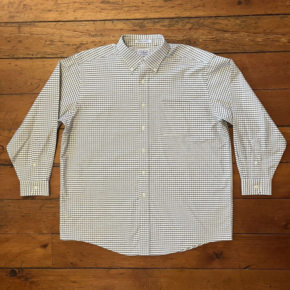 Vintage LL Bean Button Down Shirt; Mens XL; Wrinkle Resistant; Gingham Check